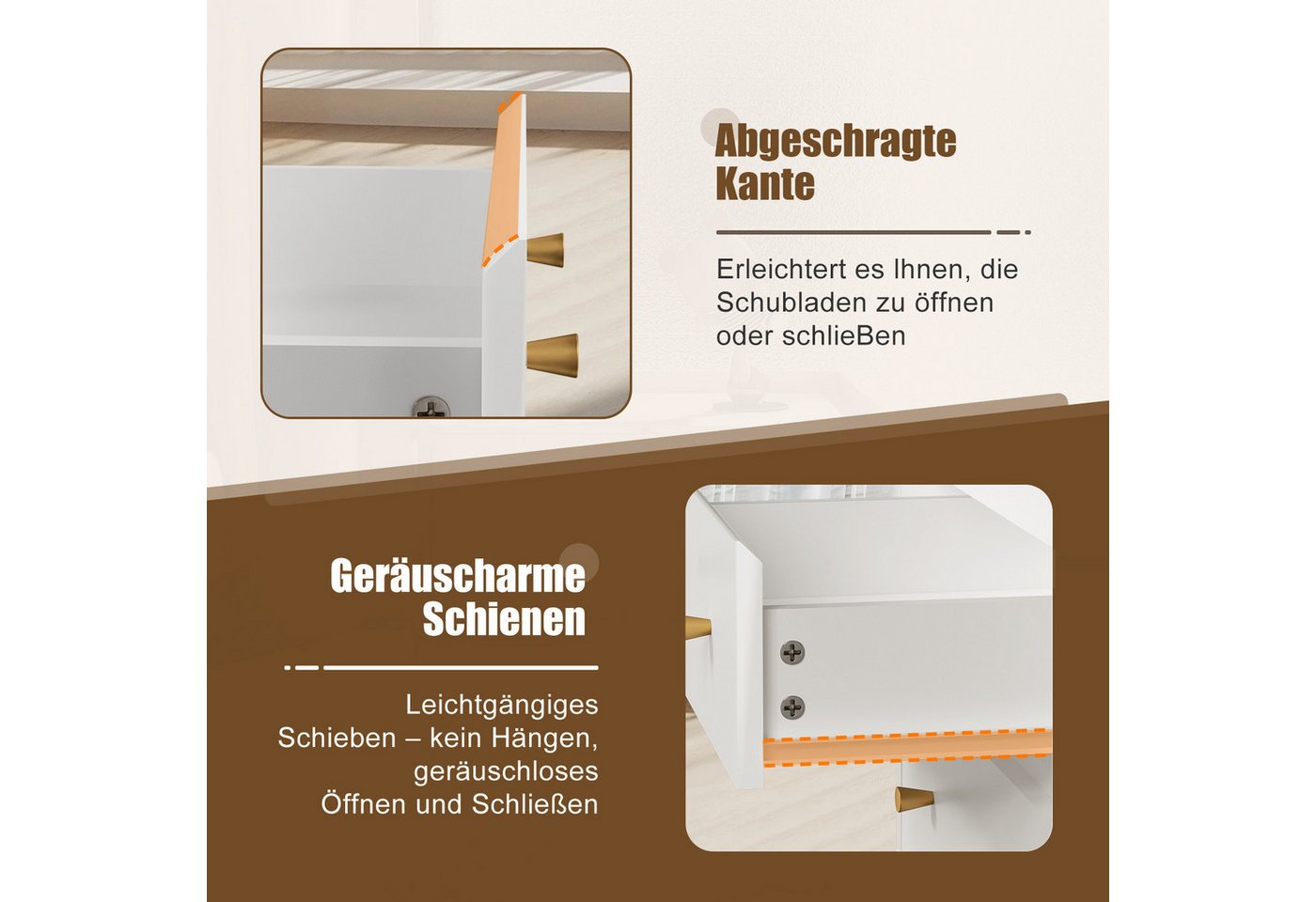 Lexzurn Kommode mit 3/5/6/8 Schubladen, Flur Kommode, Schubladenschrank (Moderne, schlichte Kommode, geeignet für Schlafzimmer, Wohnzimmer, Flur und Arbeitszimm – Bild 4 von 5