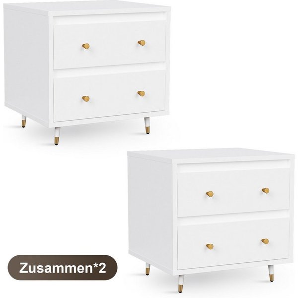 Lexzurn Nachttisch Nachttisch(1-St/2-St), Beistelltisch mit 2 Schubladen (Modern abgeschrägte Kante, Nachtschränkchen), Nachtschrank für Schlafzimmer, Wohnzimme