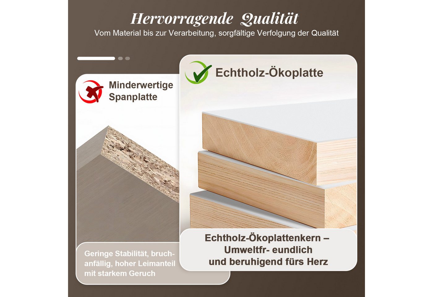 Lexzurn Nachttisch Nachttisch(1-St/2-St), Beistelltisch mit 2 Schubladen (Modern abgeschrägte Kante, Nachtschränkchen), Nachtschrank für Schlafzimmer, Wohnzimme – Bild 4 von 5