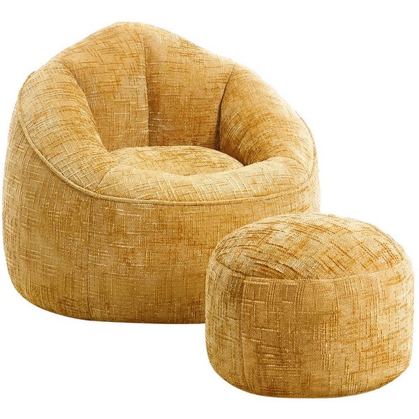 Lexzurn Sitzsack Sitzsack Lazy Sofa Gaming Sitzsack mit Hocker, Sitz Sack mit (Granularer-MemorySchwamm Füllung, Lounge Sessel, Lounge Stuhl, 97x93x77 cm Couch 