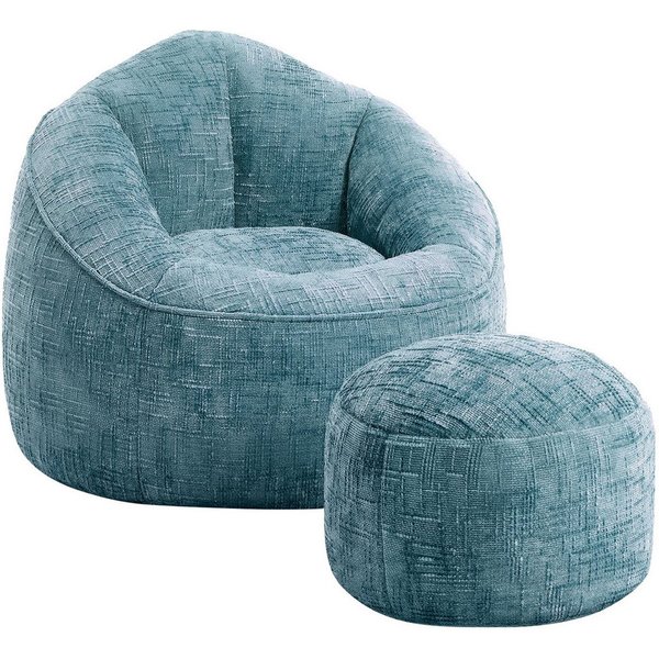 Lexzurn Sitzsack Sitzsack Lazy Sofa Gaming Sitzsack mit Hocker, Sitz Sack mit (Granularer-MemorySchwamm Füllung, Lounge Sessel, Lounge Stuhl, 97x93x77 cm Couch 