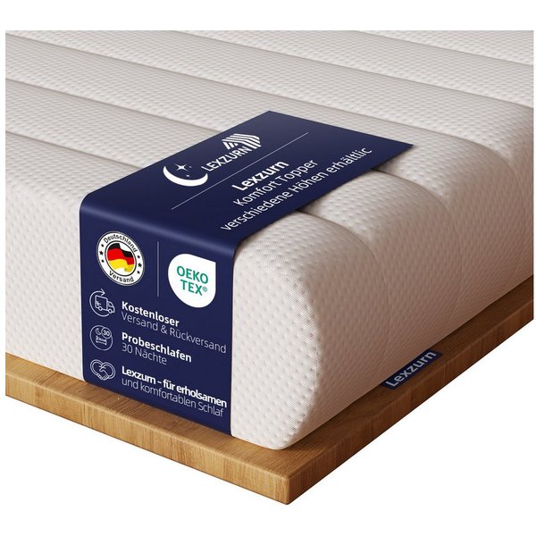Lexzurn, Topper 90x200, Matratzentopper 140x200 Gel-Memory-Schaum, 4 cm hoch, (Die dreidimensionalen Wellenpartikel fördern Luftzirkulation, 100 Nächte Probesch