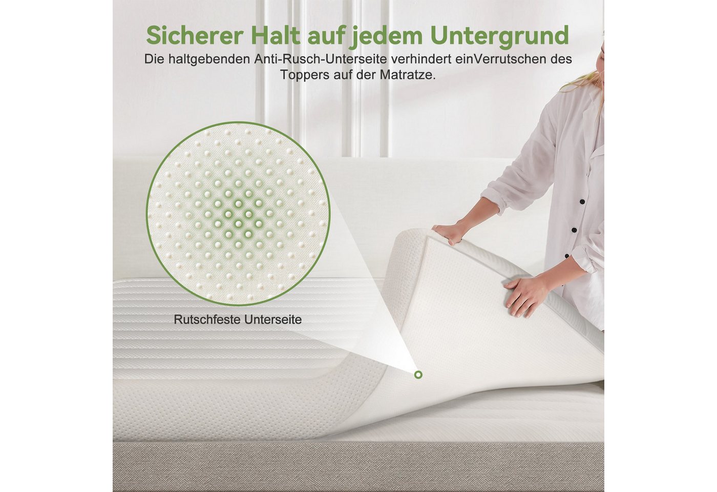 Lexzurn, Topper 90x200, Matratzentopper 140x200 Gel-Memory-Schaum, 4 cm hoch, (Die dreidimensionalen Wellenpartikel fördern Luftzirkulation, 100 Nächte Probesch – Bild 2 von 5