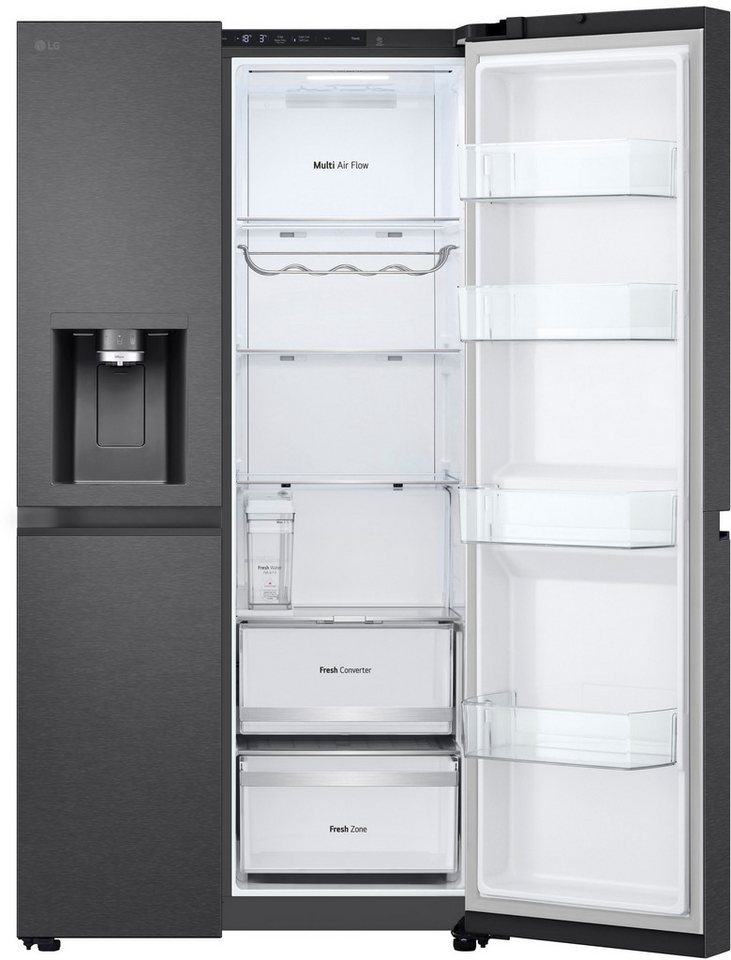 LG Side-by-Side GSLE81EPBD, 179 cm hoch, 91,3 cm breit, Wasser-/Eis-/Crushed Ice-Spender, Wassertank, Door Cooling+ – Bild 2 von 5