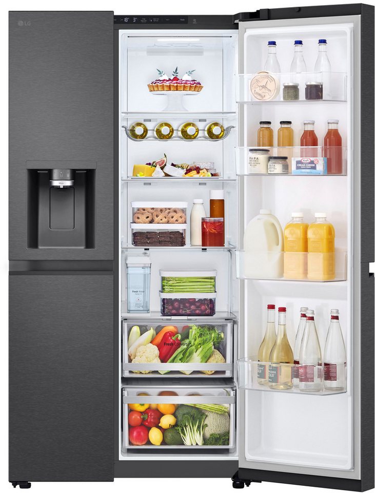 LG Side-by-Side GSLE81EPBD, 179 cm hoch, 91,3 cm breit, Wasser-/Eis-/Crushed Ice-Spender, Wassertank, Door Cooling+ – Bild 3 von 5