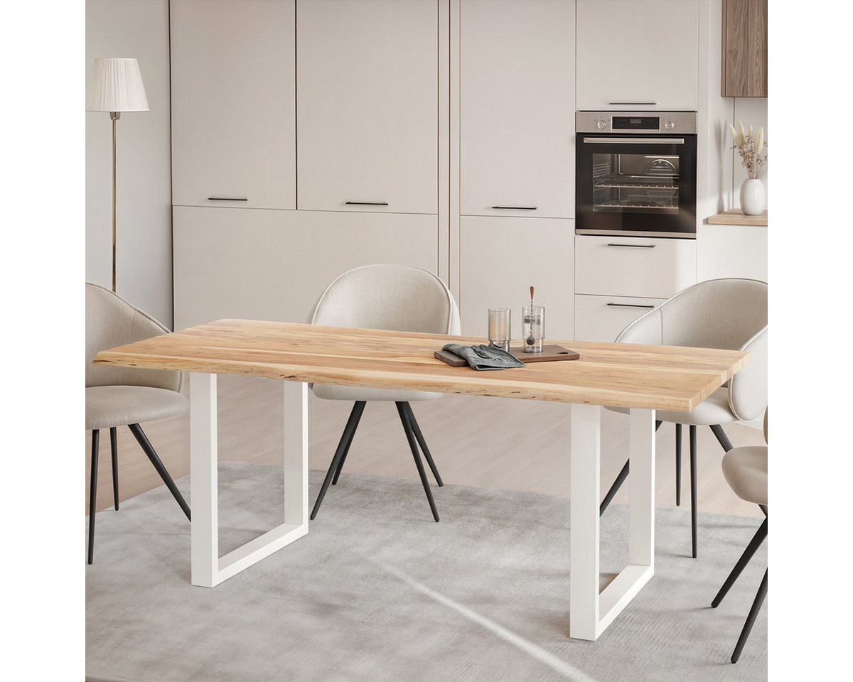 Liadomo Baumkantentisch Diala, Esstisch, Esszimmertisch, Massivholztisch, natürliche Baumkante, wählbare Größen und Metallgestelle – Bild 3 von 5