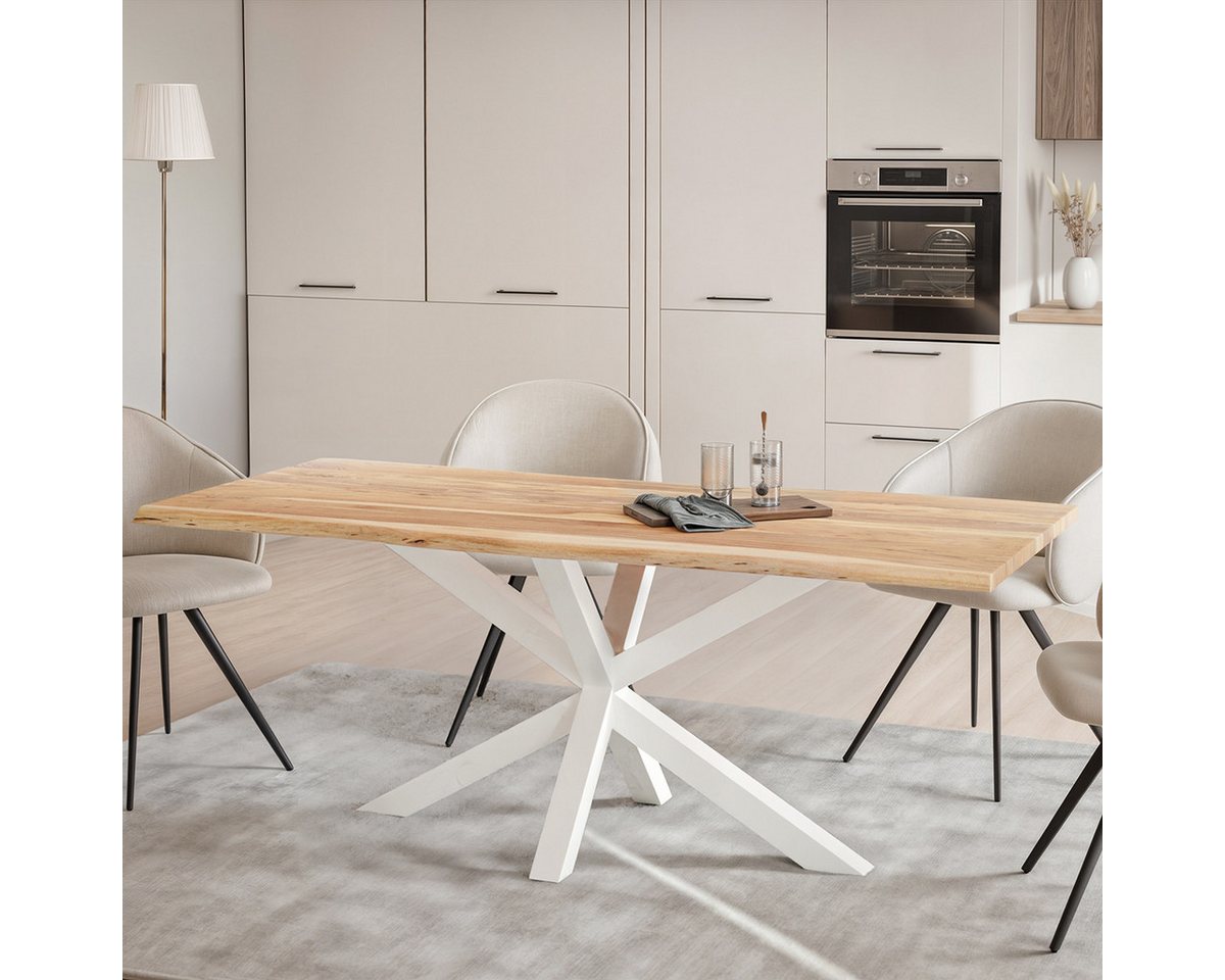 Liadomo Baumkantentisch Diala, Esstisch, Esszimmertisch, Massivholztisch, natürliche Baumkante, wählbare Größen und Metallgestelle – Bild 3 von 5