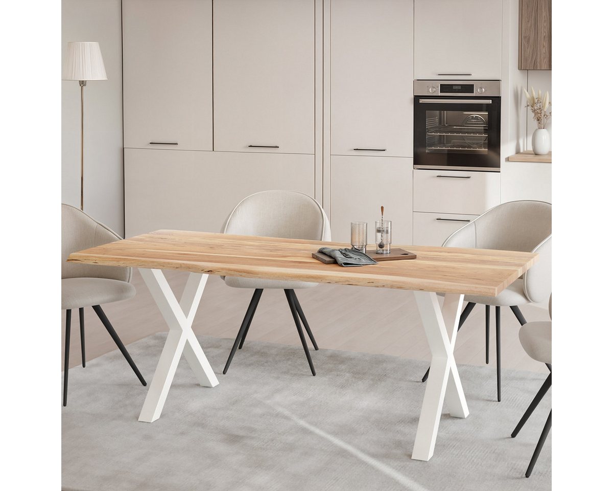 Liadomo Baumkantentisch Diala, Esstisch, Esszimmertisch, Massivholztisch, natürliche Baumkante, wählbare Größen und Metallgestelle – Bild 3 von 5
