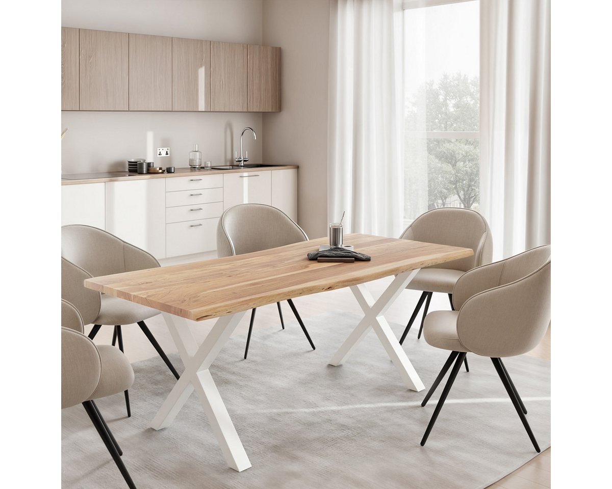 Liadomo Baumkantentisch Diala, Esstisch, Esszimmertisch, Massivholztisch, natürliche Baumkante, wählbare Größen und Metallgestelle – Bild 4 von 5