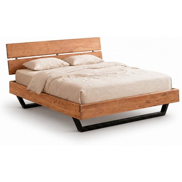 Liadomo Bettgestell Bologna, Bett, Doppelbett, Massive Eiche oder Akazie (Liegefläche 140 x 200, 160 x 200, 180 x 200 cm), Holzkopfteil, Industrial-Look, mit Me