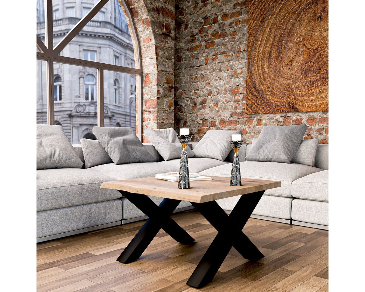Liadomo Couchtisch Boston, Couchtisch, Wohnzimmertisch, Beistelltisch, Akazie Massivholz, Platte mit natürlicher Baumkante, Metallgestell – Bild 5 von 5