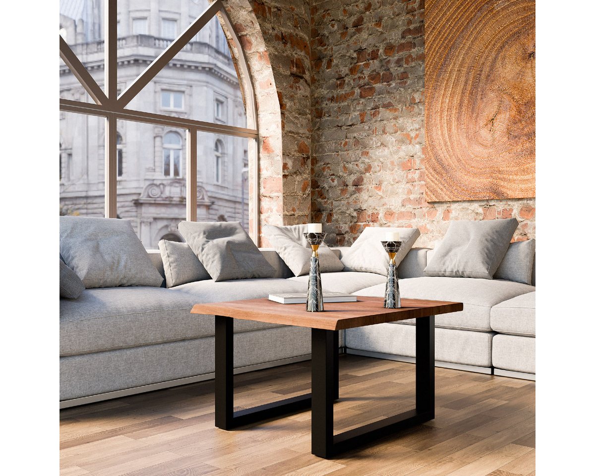 Liadomo Couchtisch Boston, Couchtisch, Wohnzimmertisch, Beistelltisch, Akazie Massivholz, Platte mit natürlicher Baumkante, Metallgestell – Bild 5 von 5