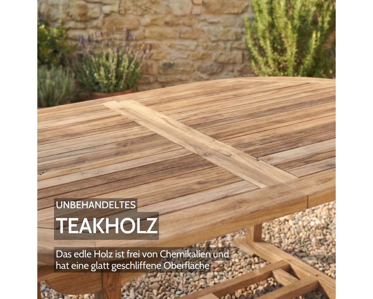Liadomo Gartentisch Aruba, Garten-Ausziehtisch, komplett aus Teakholz, Synchronauszug, 180-240 x 75 x 100 cm – Bild 3 von 5