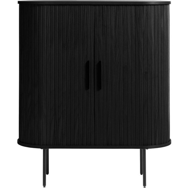 Liadomo Highboard Uriel, Sideboard, Kommode, Stauraummöbel, Schiebetüren Lamellen-Optik, Echtholzfurnier, vier Farben