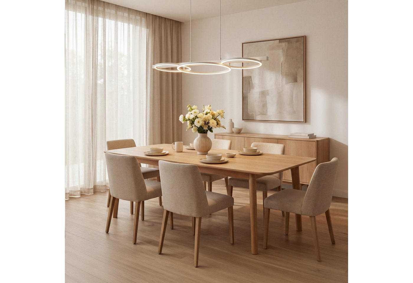 Liadomo LED Pendelleuchte Sintra, 3-flammig dimmbar, Hängelampe für Esszimmer, Wohnzimmer, Weiß, 3-Stufen-Dimmer, LED fest integriert, Warmweiß, moderne Hängela – Bild 2 von 5