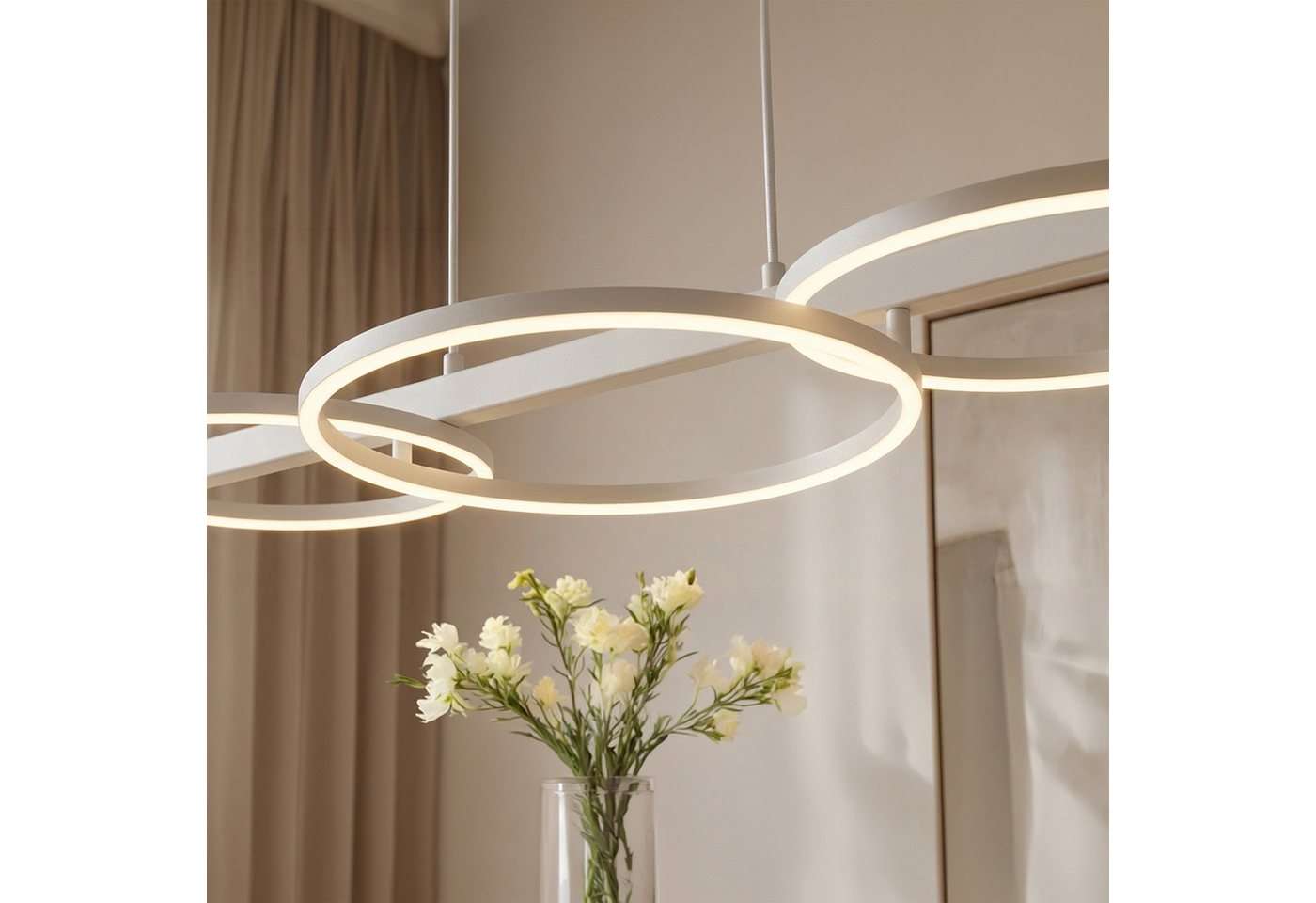 Liadomo LED Pendelleuchte Sintra, 3-flammig dimmbar, Hängelampe für Esszimmer, Wohnzimmer, Weiß, 3-Stufen-Dimmer, LED fest integriert, Warmweiß, moderne Hängela – Bild 5 von 5