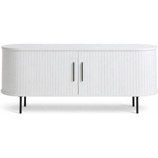 Liadomo Lowboard Uriel, TV-Möbel, TV-Board, TV-Unterschrank, 120 oder 180 cm Breite, Schiebetüren, Lamellen, schwarz, weiß, Natur, braun