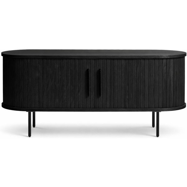 Liadomo Lowboard Uriel, TV-Möbel, TV-Board, TV-Unterschrank, 120 oder 180 cm Breite, Schiebetüren, Lamellen, schwarz, weiß, Natur, braun