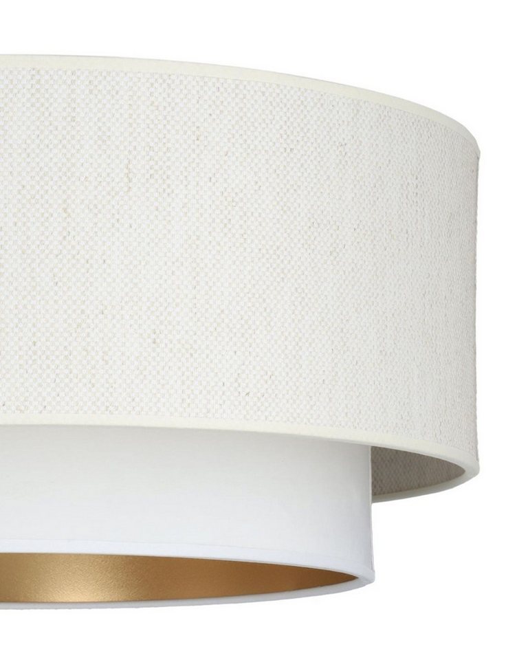 Licht-Erlebnisse Deckenleuchte ALEN, ohne Leuchtmittel, Stoff Metall E27 45 cm breit in Weiß Gold rund Modern Deckenlampe – Bild 5 von 5
