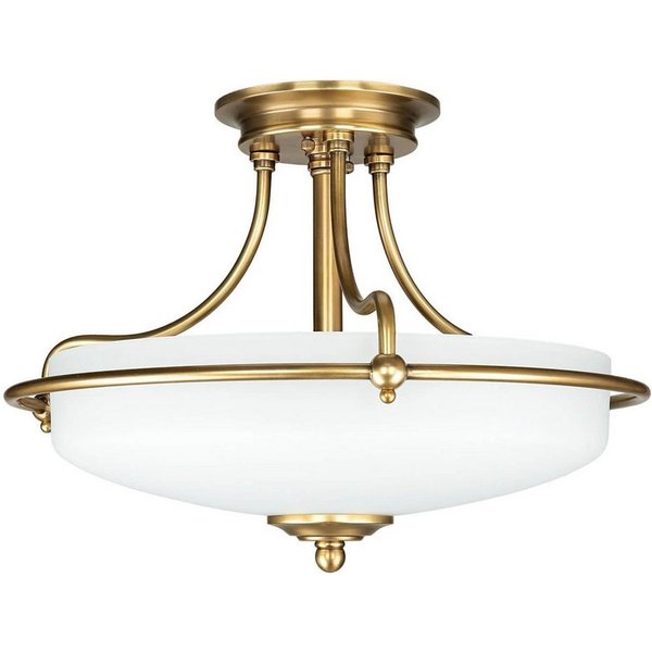 Licht-Erlebnisse Deckenleuchte ASPERO, ohne Leuchtmittel, Deckenlampe Glas Metall in Messing antik Creme 3x E27 Ø42cm Jugendstil