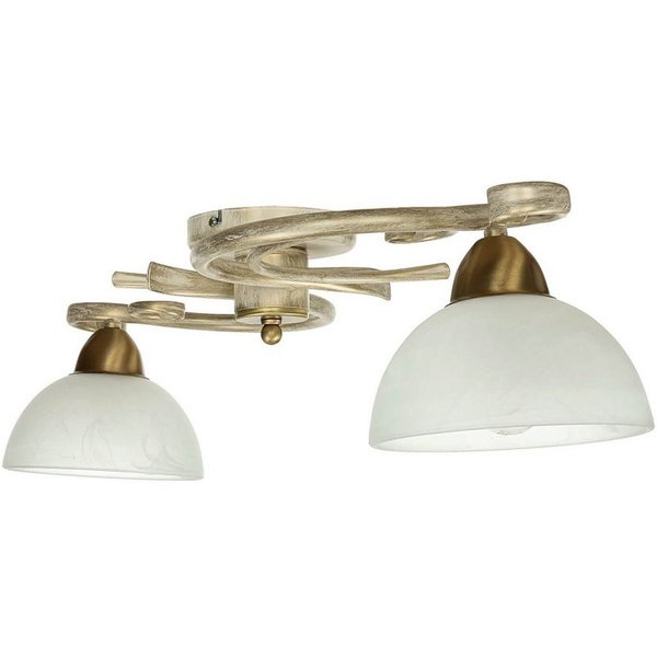 Licht-Erlebnisse Deckenleuchte AURORA, ohne Leuchtmittel, Deckenlampe Weiß Shabby Chic Landhaus Messing Lampe