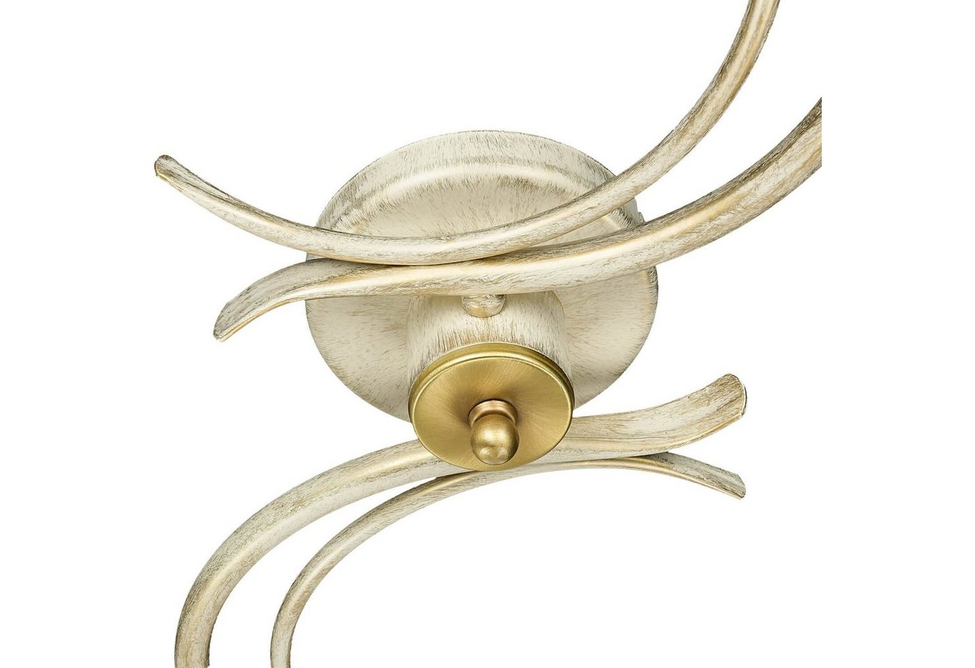 Licht-Erlebnisse Deckenleuchte AURORA, ohne Leuchtmittel, Deckenlampe Weiß Shabby Chic Landhaus Messing Lampe – Bild 5 von 5