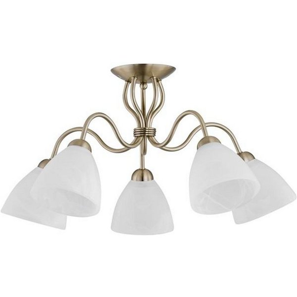 Licht-Erlebnisse Deckenleuchte BELARA, ohne Leuchtmittel, Metall Glas E27 in Messing Weiß Modern