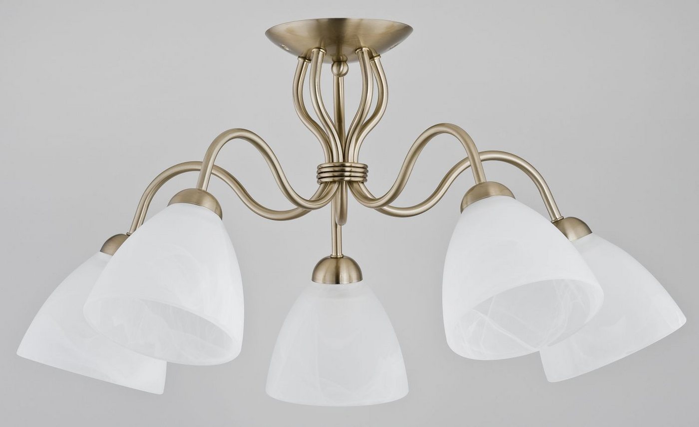 Licht-Erlebnisse Deckenleuchte BELARA, ohne Leuchtmittel, Metall Glas E27 in Messing Weiß Modern – Bild 2 von 2