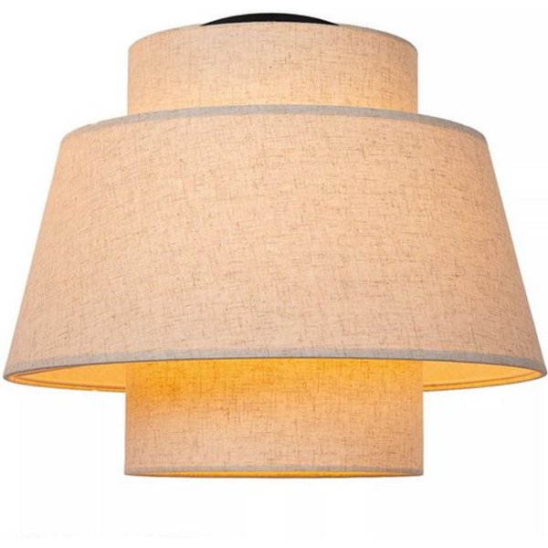 Licht-Erlebnisse Deckenleuchte CYREL, ohne Leuchtmittel, Stoff Metall Ø 40 cm Beige E27 rund Modern