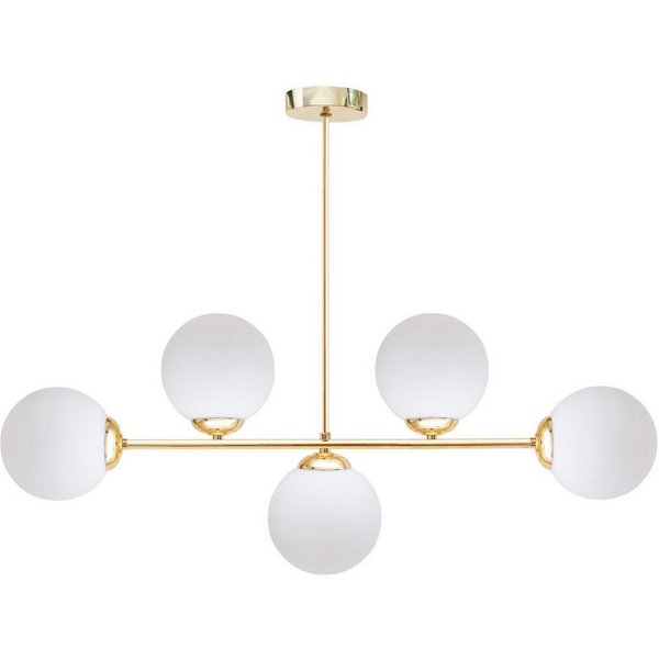 Licht-Erlebnisse Deckenleuchte DEKUT, ohne Leuchtmittel, Glas Metall in Gold Weiß E27 Kugel Schirm Modern