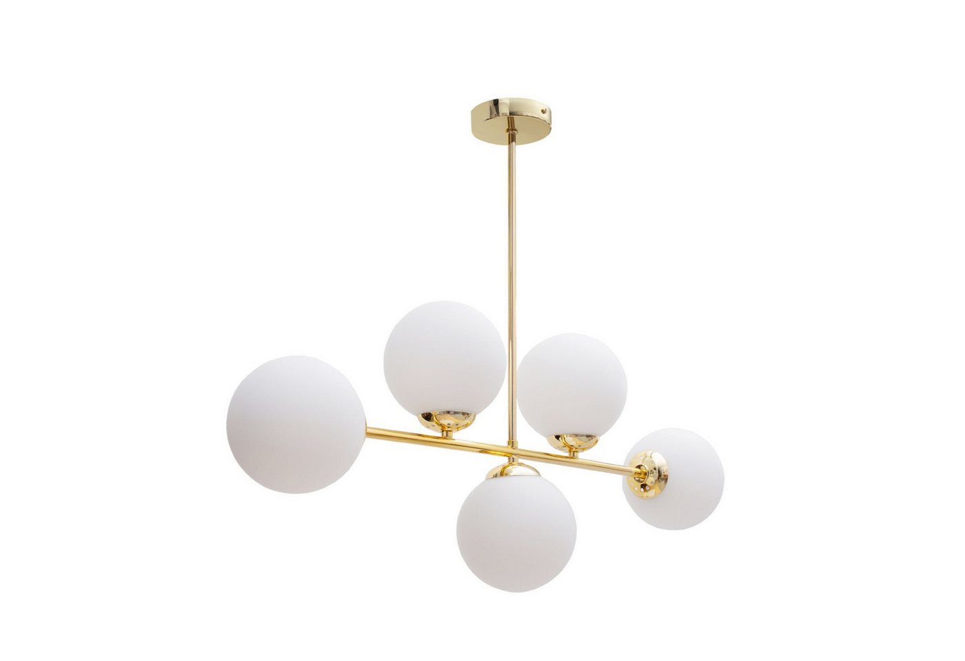 Licht-Erlebnisse Deckenleuchte DEKUT, ohne Leuchtmittel, Glas Metall in Gold Weiß E27 Kugel Schirm Modern – Bild 3 von 5