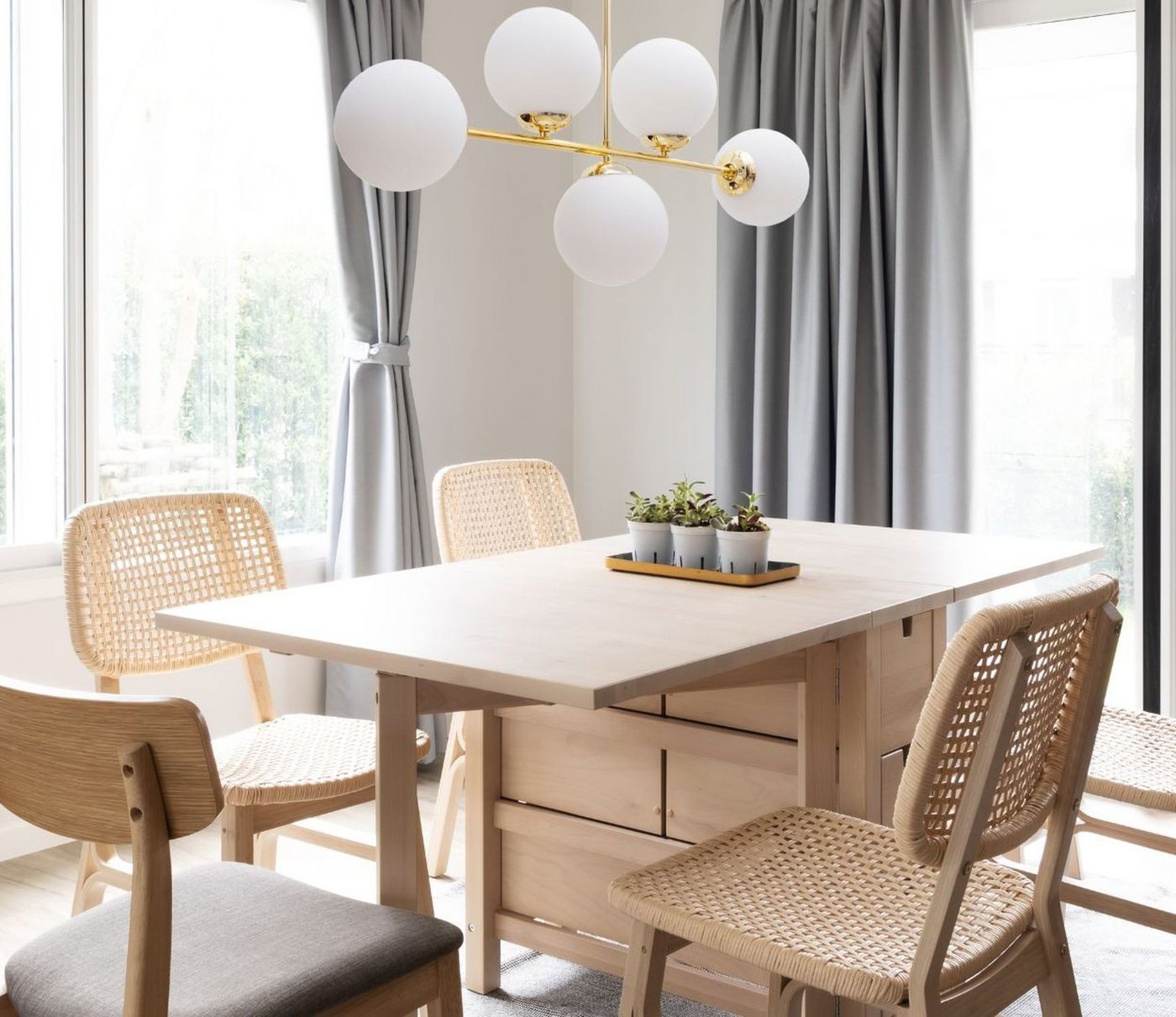Licht-Erlebnisse Deckenleuchte DEKUT, ohne Leuchtmittel, Glas Metall in Gold Weiß E27 Kugel Schirm Modern – Bild 4 von 5