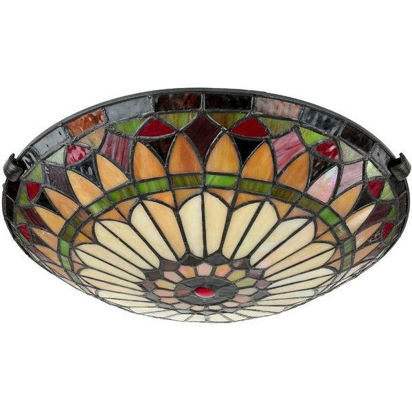 Licht-Erlebnisse Deckenleuchte FARFALLA 10, ohne Leuchtmittel, Deckenlampe Gelb Bronze E27 Glas Metall Tiffany Stil Beleuchtung