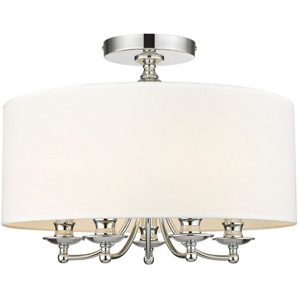 Licht-Erlebnisse Deckenleuchte HALDEN, ohne Leuchtmittel, Stoff Metall E14 rund D: 50 cm Chrom Weiß Klassisch
