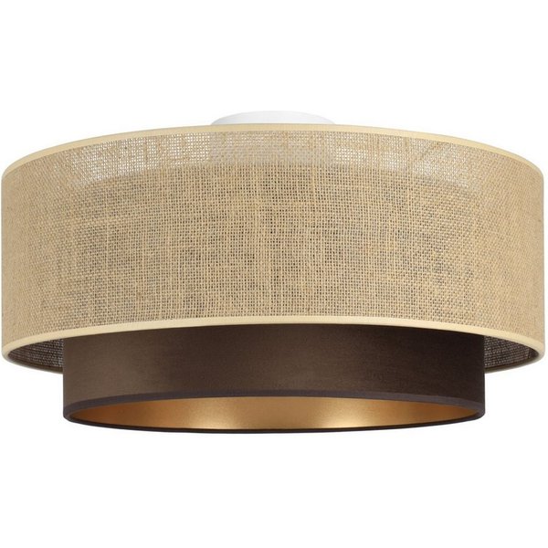 Licht-Erlebnisse Deckenleuchte JELO, ohne Leuchtmittel, Stoff Metall rund D: 45 cm in Schwarz Beige Gold E27 Modern