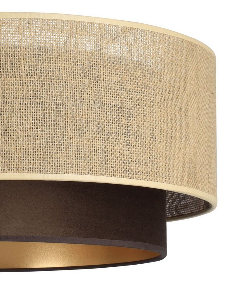 Licht-Erlebnisse Deckenleuchte JELO, ohne Leuchtmittel, Stoff Metall rund D: 45 cm in Schwarz Beige Gold E27 Modern – Bild 2 von 5