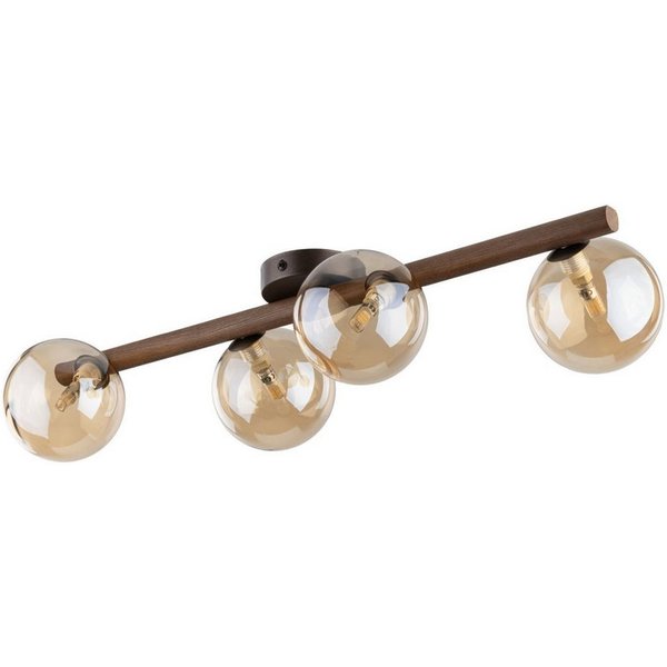 Licht-Erlebnisse Deckenleuchte MIEKE, ohne Leuchtmittel, Glas Metall Nuss Bernstein Braun G9 4-flammig Kugel Schirm Modern