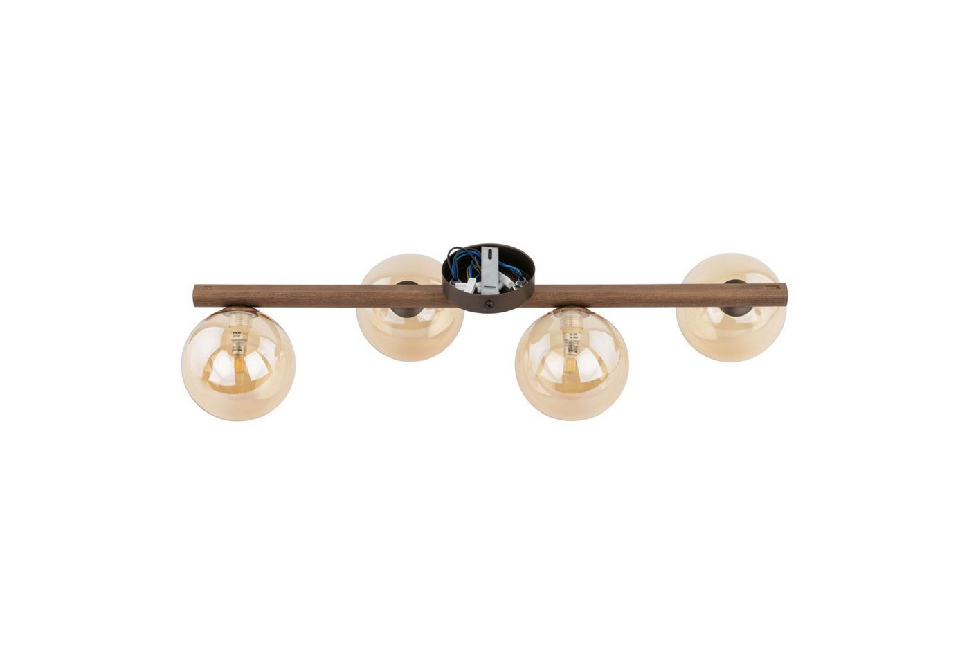 Licht-Erlebnisse Deckenleuchte MIEKE, ohne Leuchtmittel, Glas Metall Nuss Bernstein Braun G9 4-flammig Kugel Schirm Modern – Bild 3 von 5