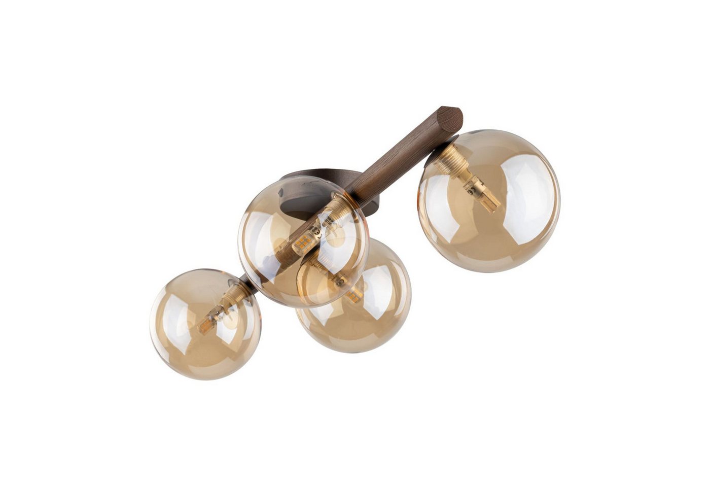 Licht-Erlebnisse Deckenleuchte MIEKE, ohne Leuchtmittel, Glas Metall Nuss Bernstein Braun G9 4-flammig Kugel Schirm Modern – Bild 4 von 5