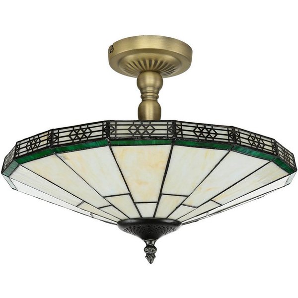 Licht-Erlebnisse Deckenleuchte NEW YORK, ohne Leuchtmittel, Deckenlampe Glas Metall Tiffany Stil E14 Beleuchtung Wohnzimmer