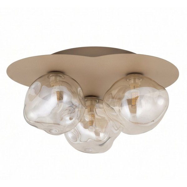Licht-Erlebnisse Deckenleuchte UMERA, ohne Leuchtmittel, Metall Glas G9 Sandfarben Cognac 3-flammig Modern