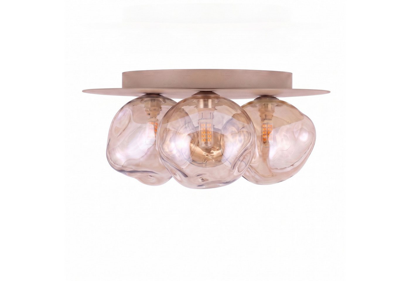 Licht-Erlebnisse Deckenleuchte UMERA, ohne Leuchtmittel, Metall Glas G9 Sandfarben Cognac 3-flammig Modern – Bild 3 von 5