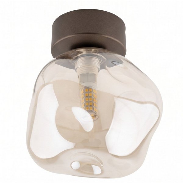 Licht-Erlebnisse Deckenleuchte UMERA, ohne Leuchtmittel, Rauchglas Metall Braun Cognac G9 rund Modern