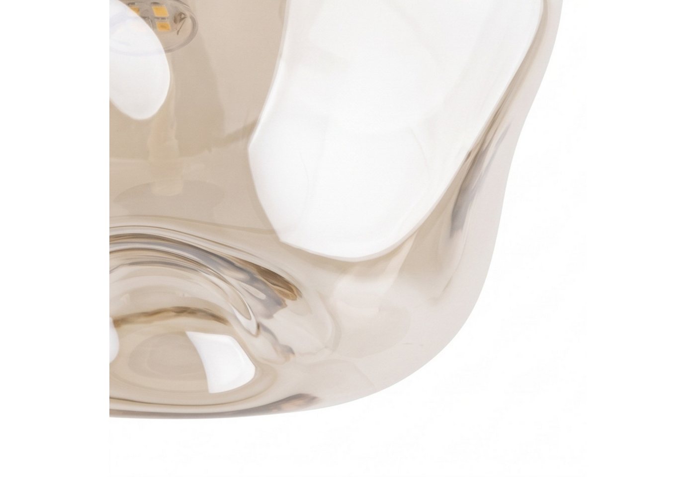 Licht-Erlebnisse Deckenleuchte UMERA, ohne Leuchtmittel, Rauchglas Metall Braun Cognac G9 rund Modern – Bild 4 von 5