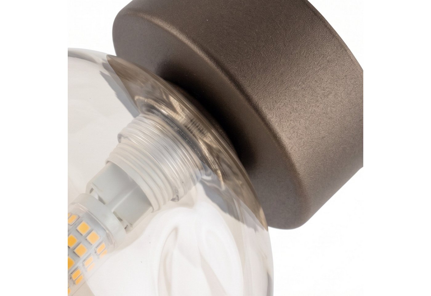 Licht-Erlebnisse Deckenleuchte UMERA, ohne Leuchtmittel, Rauchglas Metall Braun Cognac G9 rund Modern – Bild 5 von 5
