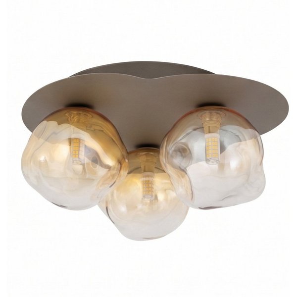 Licht-Erlebnisse Deckenleuchte UMERA, ohne Leuchtmittel, Metall Glas G9 Braun Cognac 3-flammig Modern