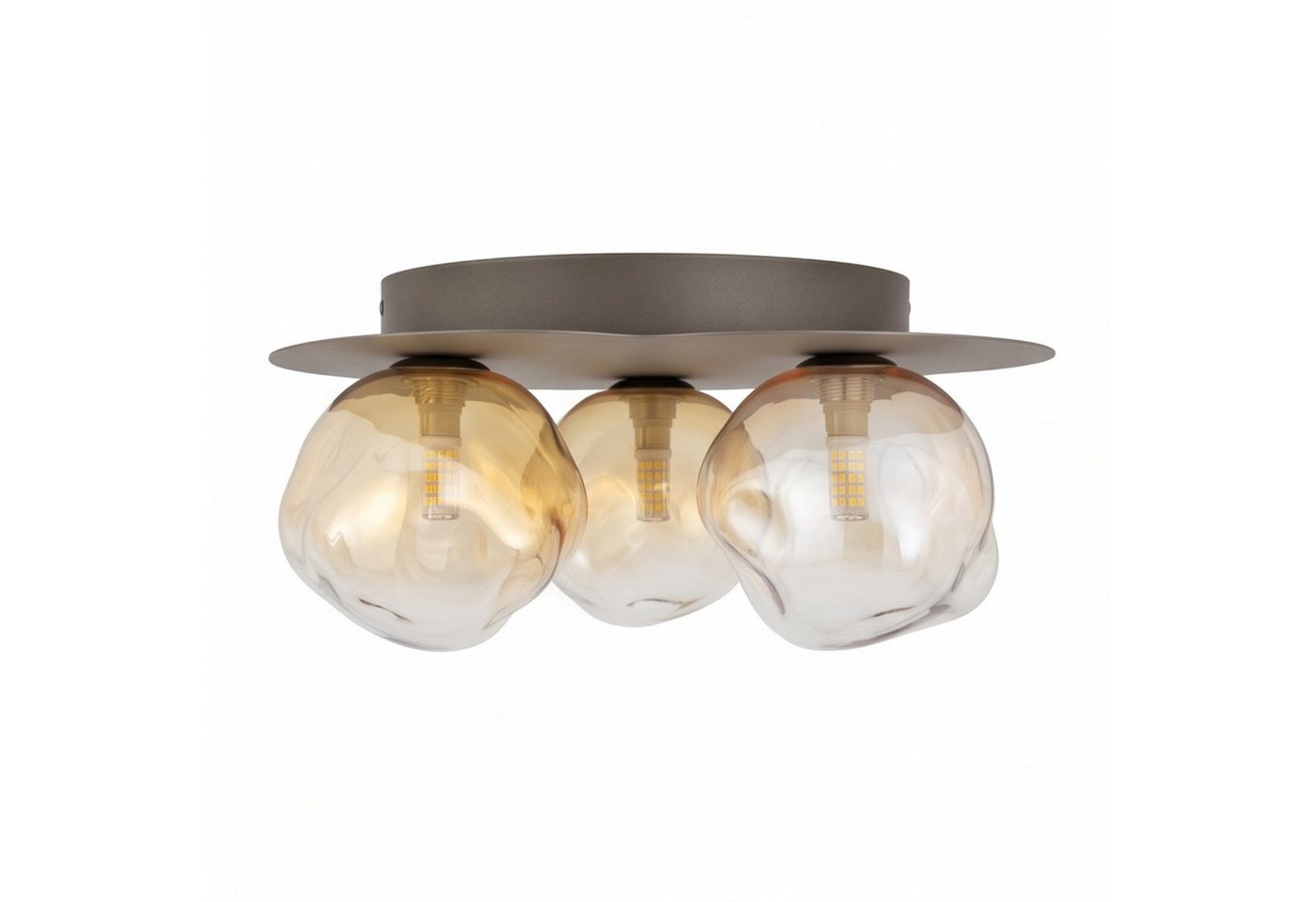Licht-Erlebnisse Deckenleuchte UMERA, ohne Leuchtmittel, Metall Glas G9 Braun Cognac 3-flammig Modern – Bild 3 von 5