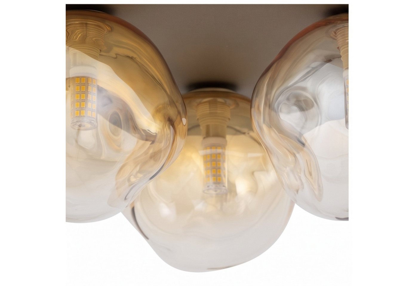 Licht-Erlebnisse Deckenleuchte UMERA, ohne Leuchtmittel, Metall Glas G9 Braun Cognac 3-flammig Modern – Bild 4 von 5