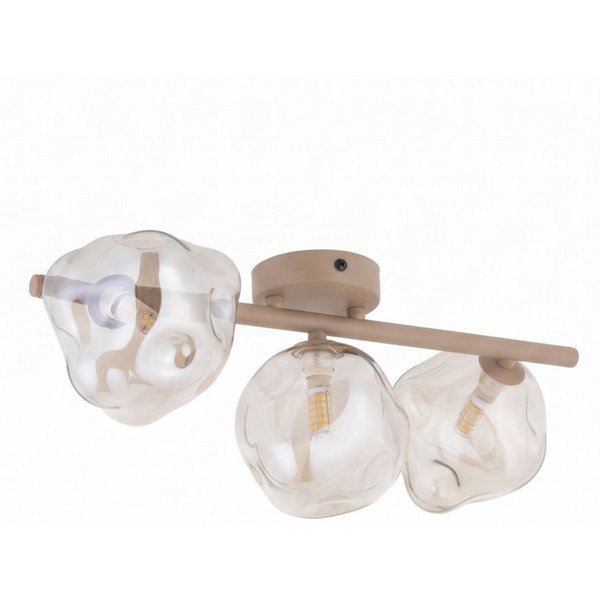 Licht-Erlebnisse Deckenstrahler UMERA, ohne Leuchtmittel, Rauchglas Metall verstellbar Beige Cognac G9 3-flammig länglich