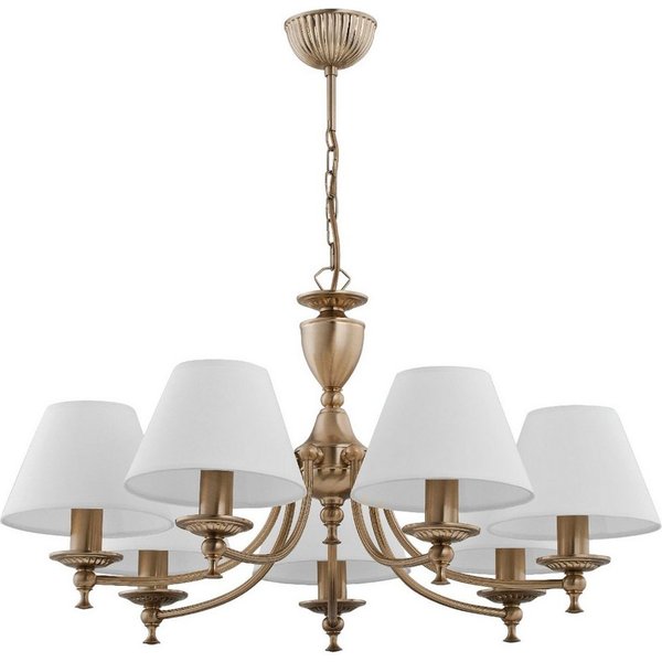 Licht-Erlebnisse Kronleuchter JURIDA, ohne Leuchtmittel, Mit Schirm 50,8 cm breit H: max. 66 cm Stoff Metall 7x E14